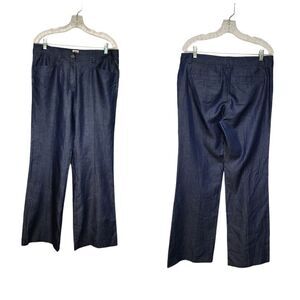 ANNE KLEIN WIDE-LEG CHAMBRAY DENIM PANTS SIZE US 8